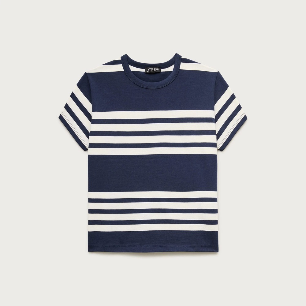 J.Crew Boyfriend jersey classic-fit T-shirt stripe Wembley Stripe Navy Small NWT